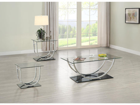 Danville Chrome 3-piece Glass Top Coffee and End Table Set - Ornate Home