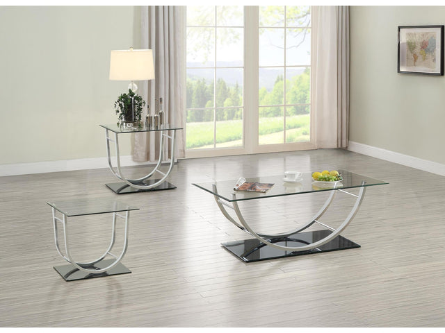 Danville Chrome 3-piece Glass Top Coffee and End Table Set - Ornate Home
