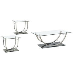Danville Chrome 3-piece Glass Top Coffee and End Table Set - Ornate Home