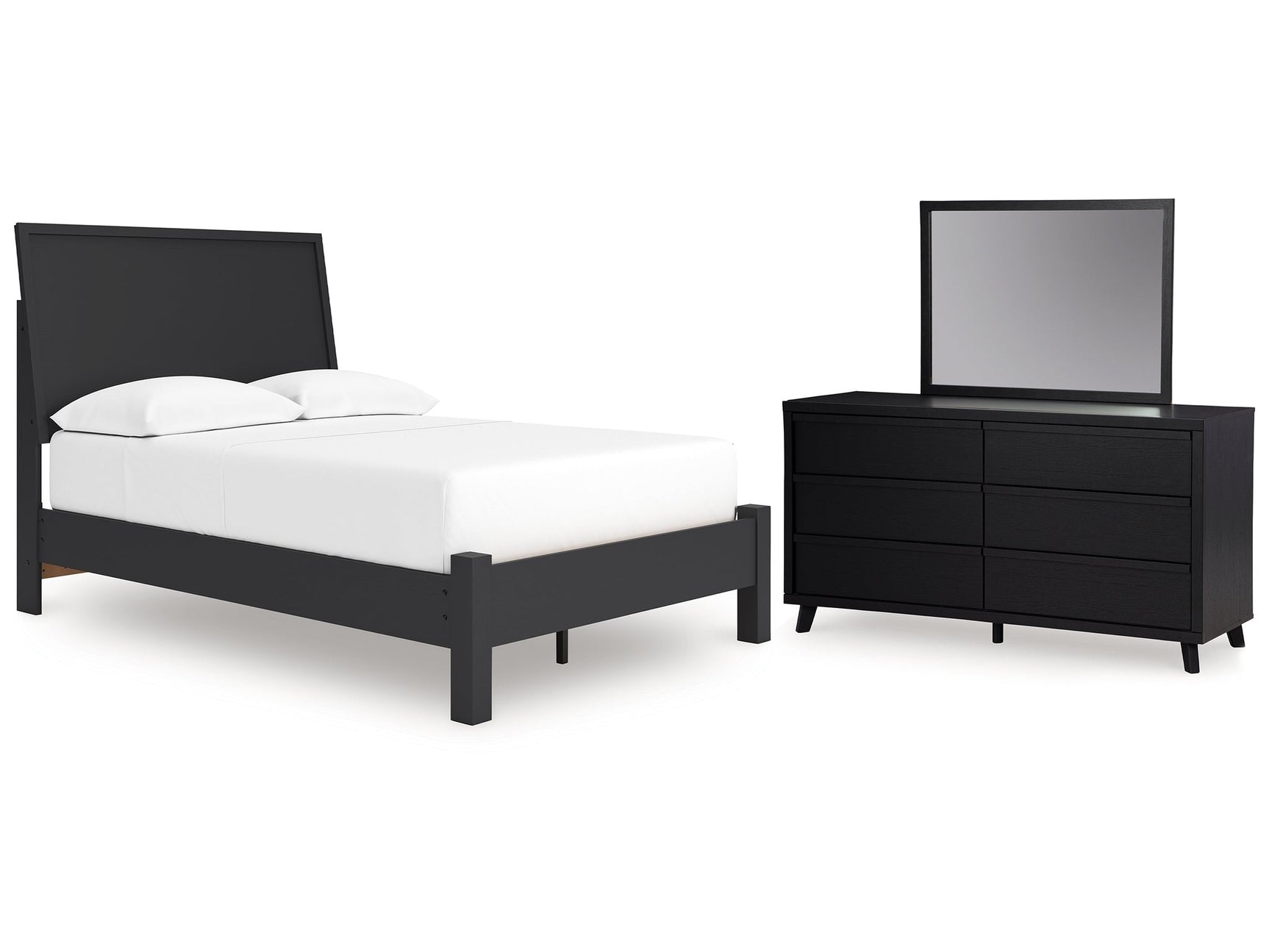 Danziar Black Full Panel Bed, Dresser and Mirror (Online Special Price) - Ornate Home