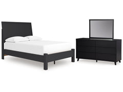 Danziar Black Full Panel Bed, Dresser and Mirror - Ornate Home