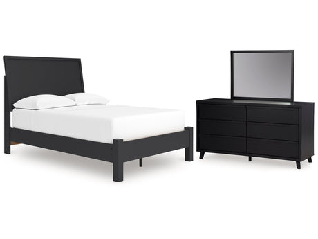 Danziar Black Full Panel Bed, Dresser and Mirror - Ornate Home