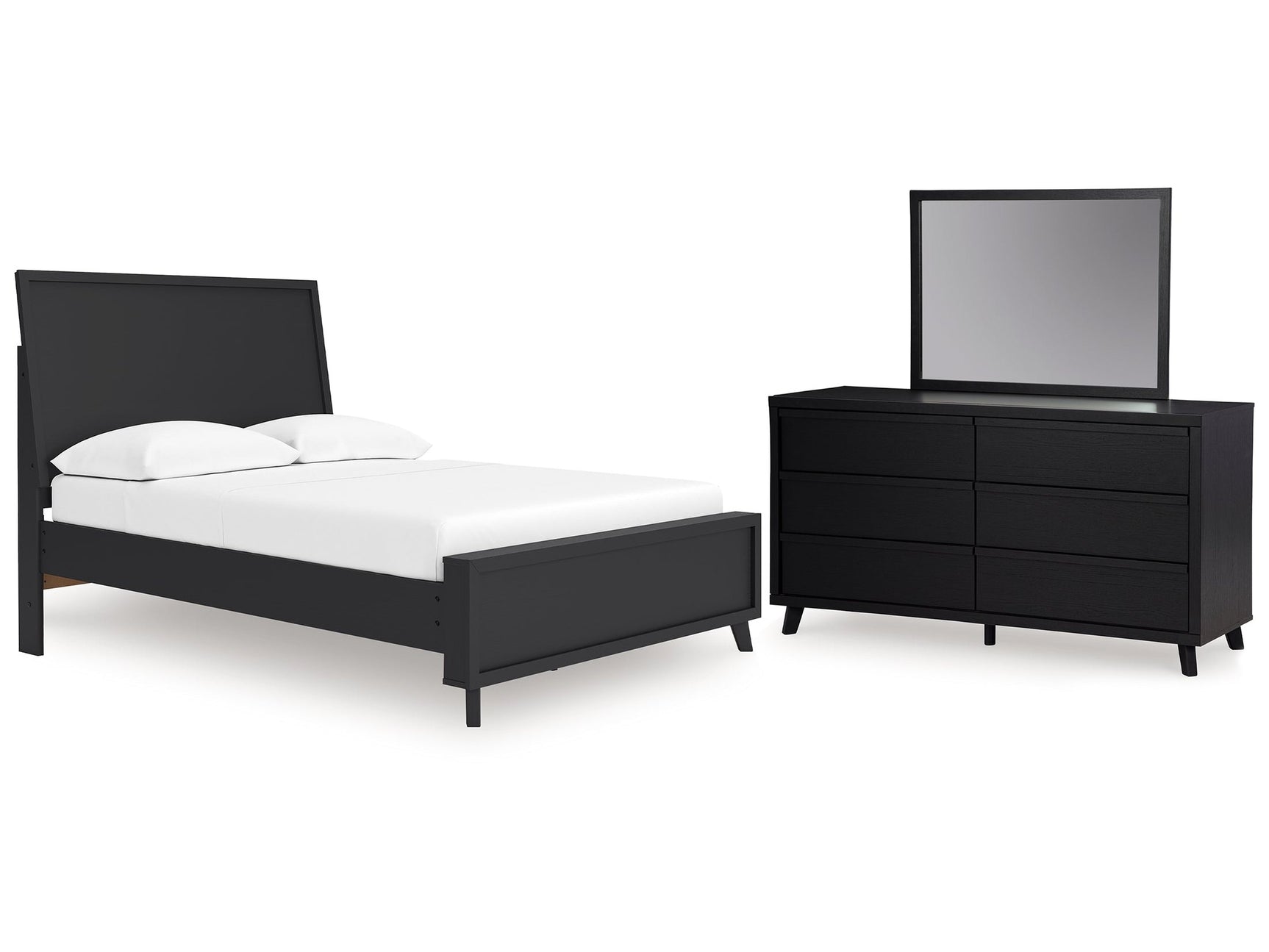 Danziar Black Full Panel Platform Bed, Dresser and Mirror (Online Special Price) - Ornate Home