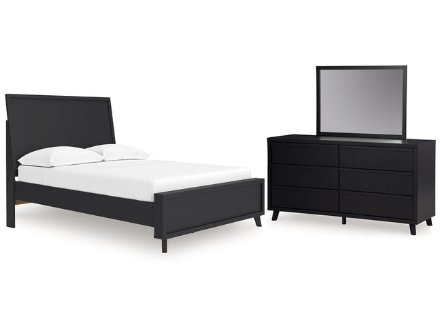 Danziar Black Full Panel Platform Bed, Dresser and Mirror (Online Special Price) - Ornate Home