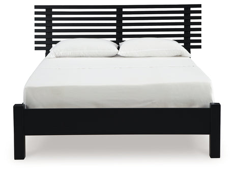 Danziar Black Full Panel Slat Bed, Dresser and Mirror - Ornate Home