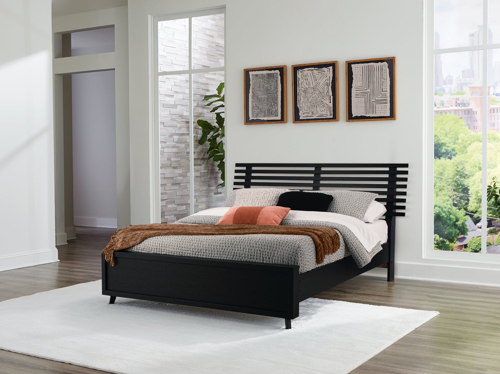 Danziar Black Full Slat Panel Bed (Online Special Price) - Ornate Home