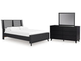 Danziar Black Full Slat Panel Platform Bed, Dresser and Mirror (Online Special Price) - Ornate Home