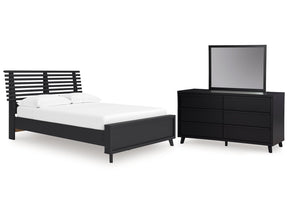 Danziar Black Full Slat Panel Platform Bed, Dresser and Mirror (Online Special Price) - Ornate Home