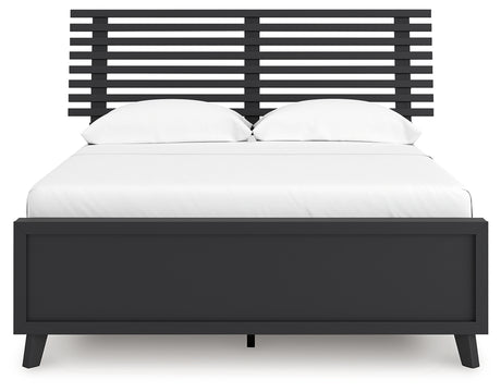 Danziar Black Full Slat Panel Platform Bed, Dresser and Mirror - Ornate Home