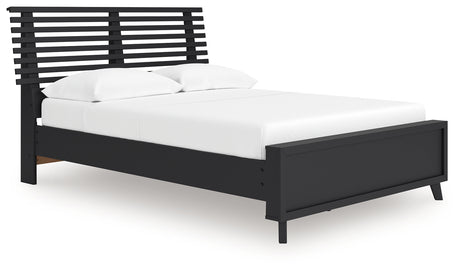 Danziar Black Full Slat Panel Platform Bed, Dresser and Mirror - Ornate Home