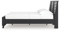 Danziar Black Full Slat Panel Platform Bed, Dresser and Mirror - Ornate Home