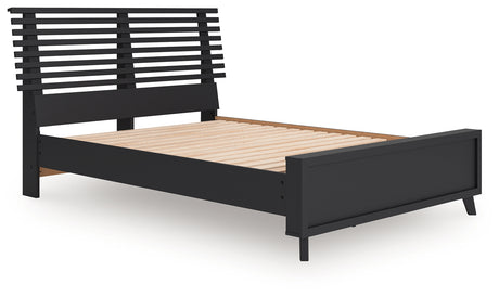 Danziar Black Full Slat Panel Platform Bed, Dresser and Mirror - Ornate Home
