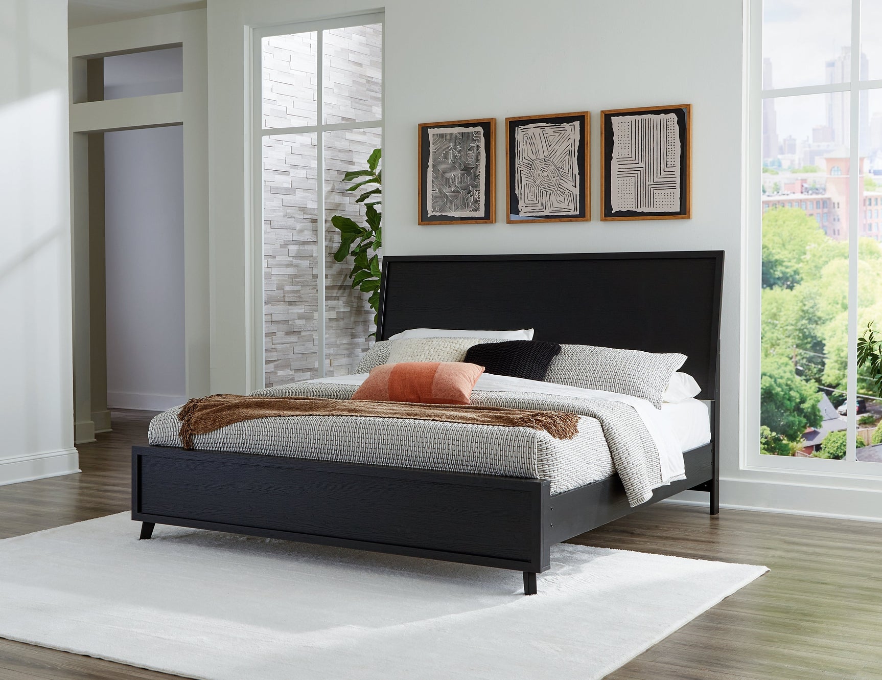 Danziar Black King Panel Bedroom Set with Dresser, Mirror and Nightstand (Online Special Price) - Ornate Home