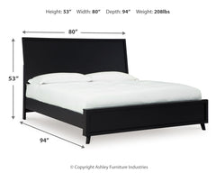 Danziar Black King Panel Bedroom Set with Dresser, Mirror and Nightstand - Ornate Home