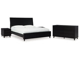 Danziar Black King Panel Bedroom Set with Dresser and 2 Nightstands - Ornate Home