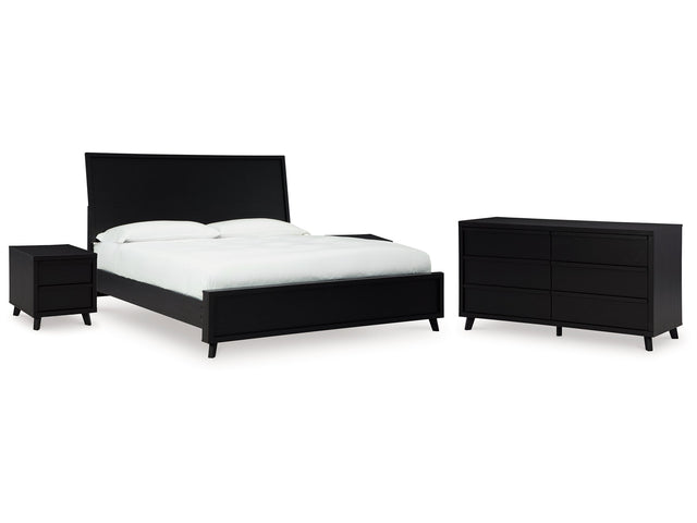 Danziar Black King Panel Bedroom Set with Dresser and 2 Nightstands - Ornate Home