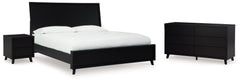 Danziar Black King Panel Bedroom Set with Dresser and Nightstand - Ornate Home