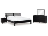 Danziar Black King Slat Panel Bed, Dresser, Mirror and Nightstand (Online Special Price) - Ornate Home