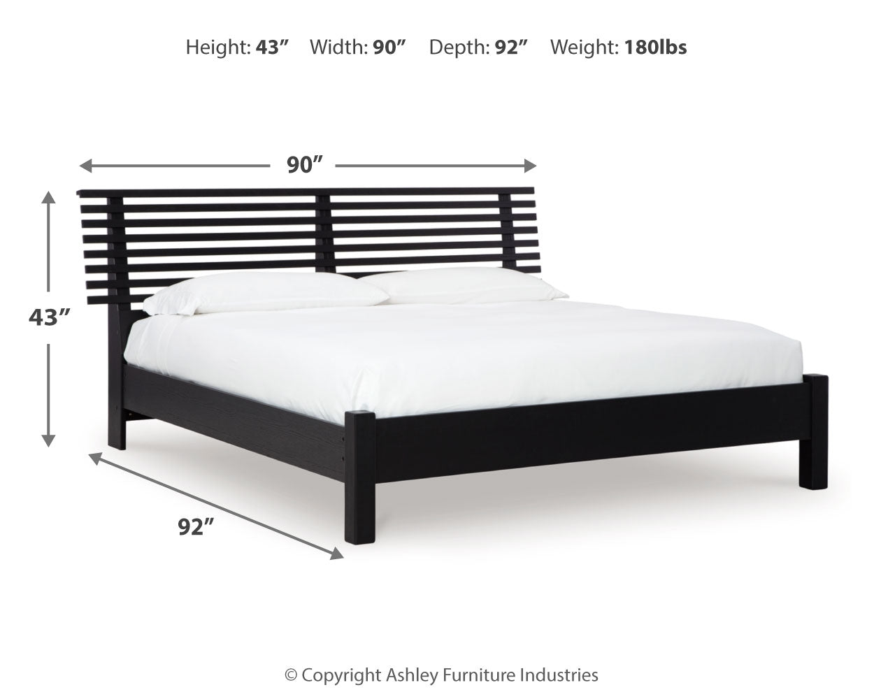Danziar Black King Slat Panel Bed, Dresser, Mirror and Nightstand (Online Special Price) - Ornate Home
