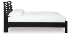 Danziar Black King Slat Panel Bed, Dresser, Mirror and Nightstand - Ornate Home