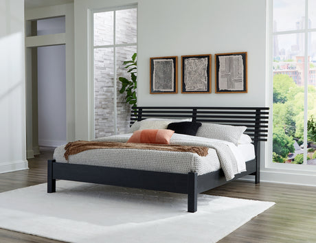 Danziar Black King Slat Panel Bed, Dresser, Mirror and Nightstand - Ornate Home