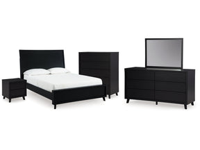 Danziar Black Queen Bedroom Set with Dresser, Mirror, Chest and Nightstand (Online Special Price) - Ornate Home