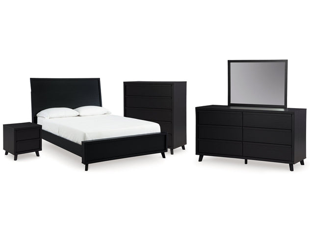 Danziar Black Queen Bedroom Set with Dresser, Mirror, Chest and Nightstand (Online Special Price) - Ornate Home