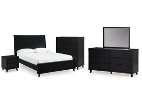 Danziar Black Queen Bedroom Set with Dresser, Mirror, Chest and Nightstand - Ornate Home