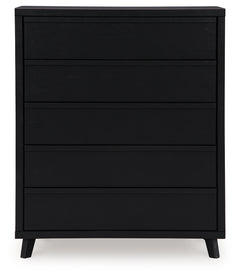 Danziar Black Queen Bedroom Set with Dresser, Mirror, Chest and Nightstand - Ornate Home