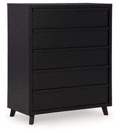 Danziar Black Queen Bedroom Set with Dresser, Mirror, Chest and Nightstand - Ornate Home