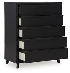Danziar Black Queen Bedroom Set with Dresser, Mirror, Chest and Nightstand - Ornate Home