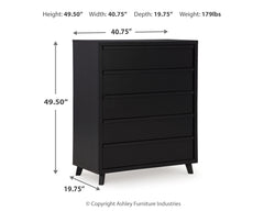 Danziar Black Queen Bedroom Set with Dresser, Mirror, Chest and Nightstand - Ornate Home