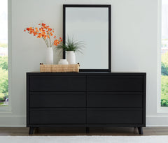 Danziar Black Queen Bedroom Set with Dresser, Mirror, Chest and Nightstand - Ornate Home