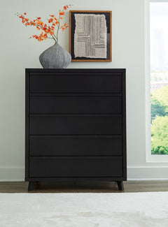 Danziar Black Queen Bedroom Set with Dresser, Mirror, Chest and Nightstand - Ornate Home