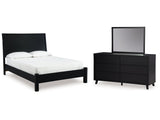 Danziar Black Queen Panel Bed, Dresser and Mirror - Ornate Home