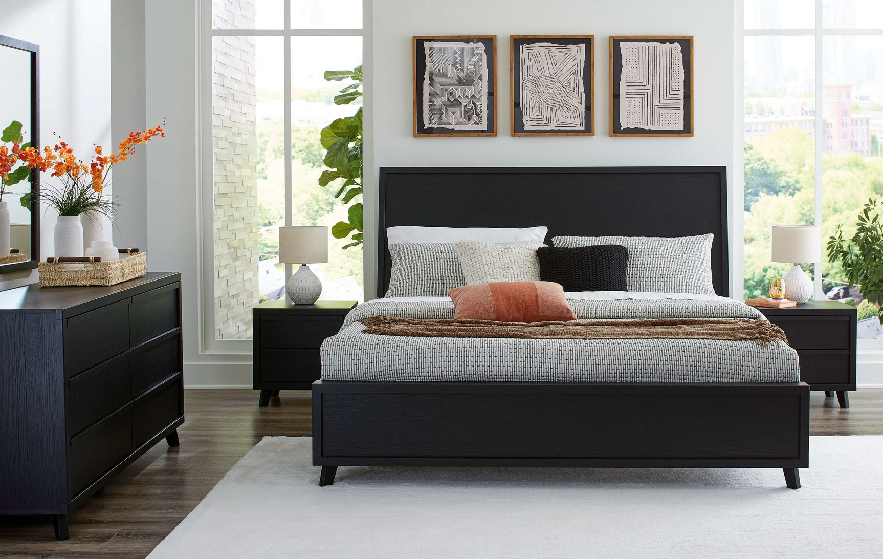 Danziar Black Queen Panel Bed - Ornate Home