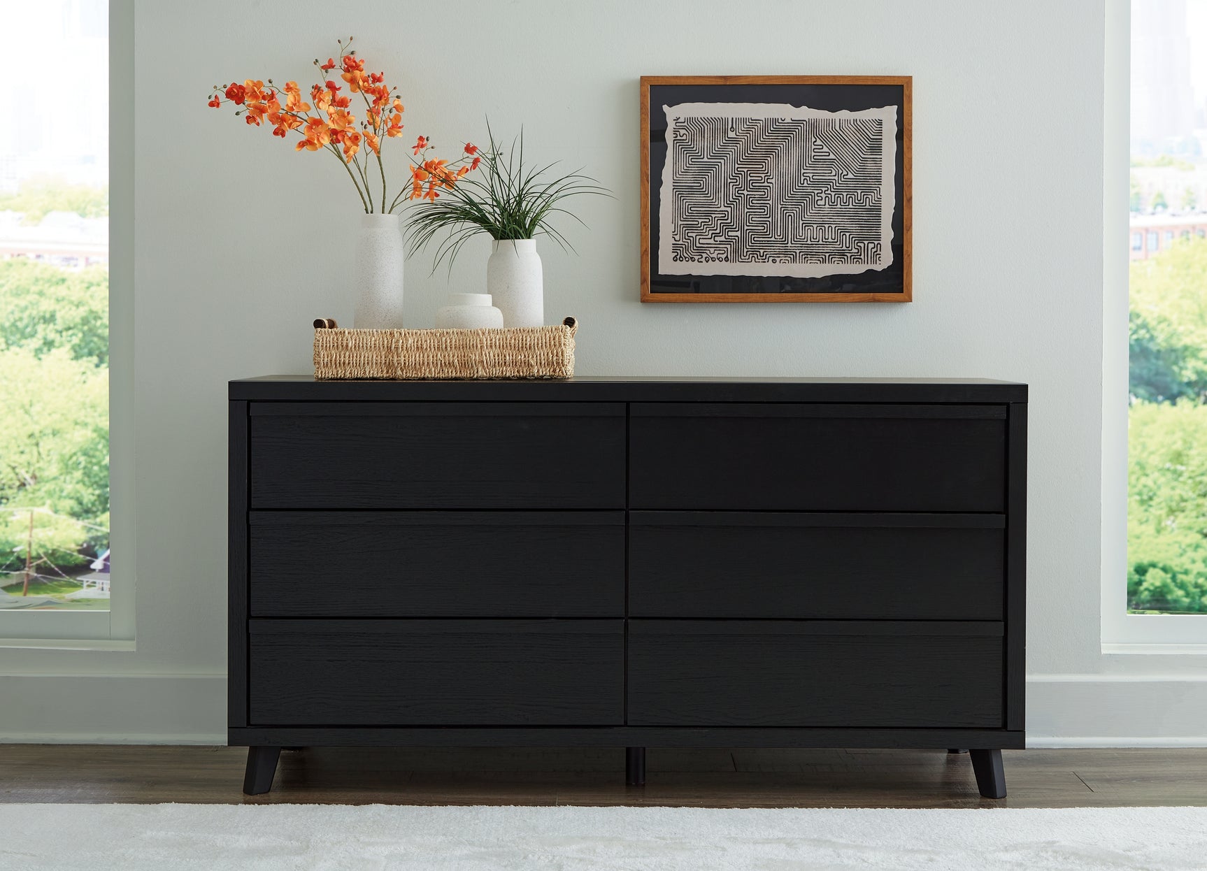 Danziar Black Queen Panel Bed and Dresser (Online Special Price) - Ornate Home