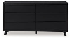 Danziar Black Queen Panel Bed and Dresser - Ornate Home