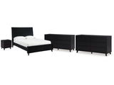 Danziar Black Queen Panel Bedroom Set with 2 Dressers and Nightstand (Online Special Price) - Ornate Home