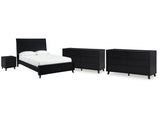 Danziar Black Queen Panel Bedroom Set with 2 Dressers and Nightstand - Ornate Home
