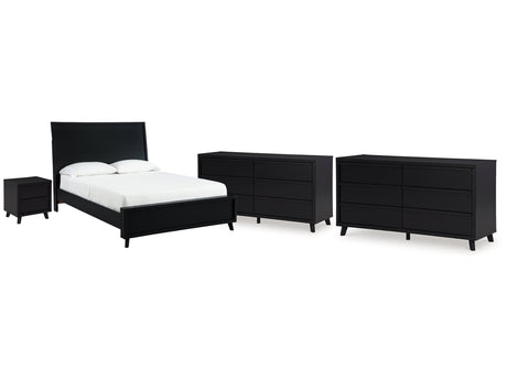 Danziar Black Queen Panel Bedroom Set with 2 Dressers and Nightstand - Ornate Home