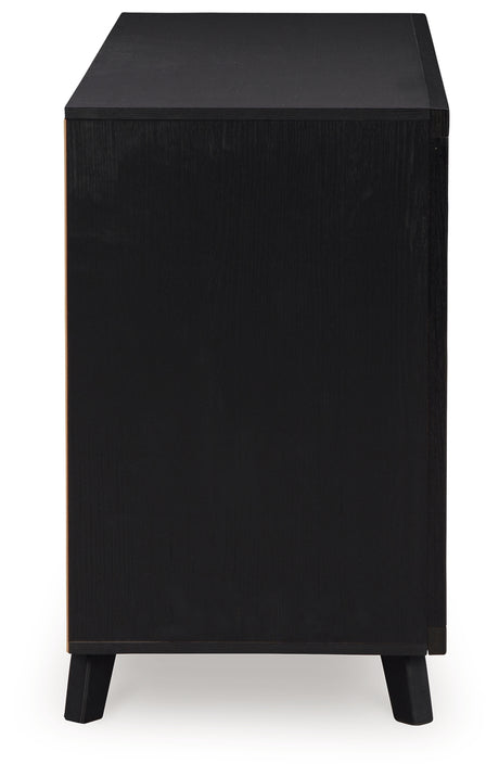 Danziar Black Queen Panel Bedroom Set with 2 Dressers and Nightstand - Ornate Home