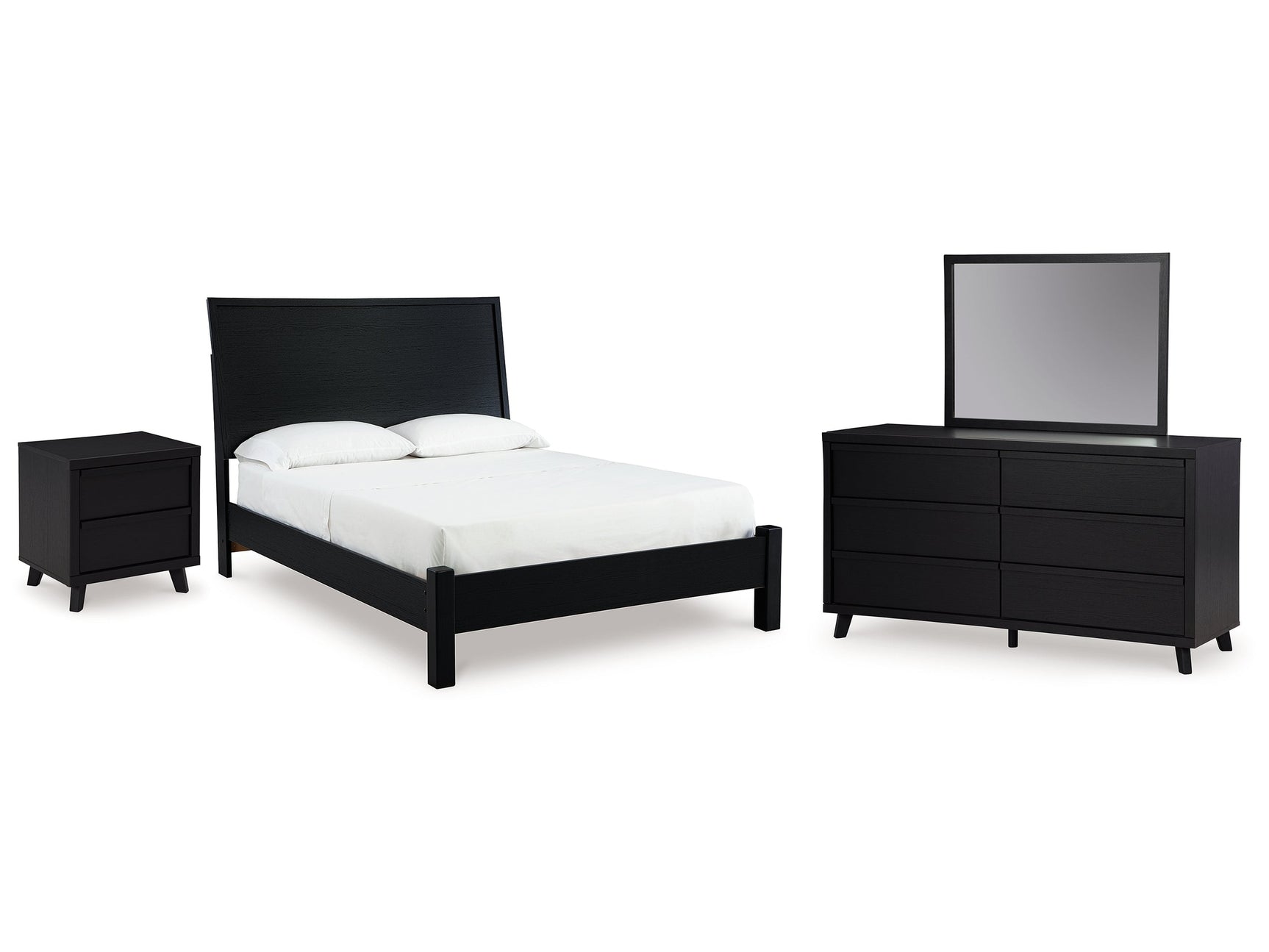 Danziar Black Queen Panel Bedroom Set with Dresser and Mirror - Ornate Home