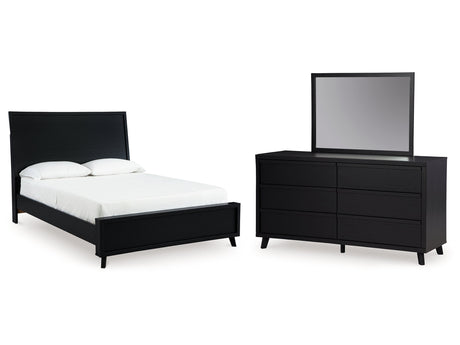 Danziar Black Queen Panel Platform Bed, Dresser and Mirror - Ornate Home