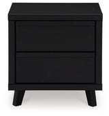 Danziar Black Queen Panel Platform Bed and 2 Nightstands - Ornate Home