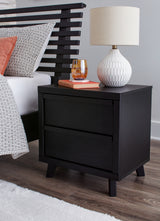Danziar Black Queen Panel Platform Bed and 2 Nightstands - Ornate Home