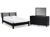 Danziar Black Queen Slat Panel Bed, Dresser and Mirror (Online Special Price) - Ornate Home