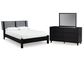 Danziar Black Queen Slat Panel Bed, Dresser and Mirror - Ornate Home