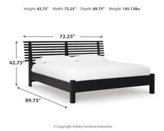 Danziar Black Queen Slat Panel Bed, Dresser and Mirror - Ornate Home