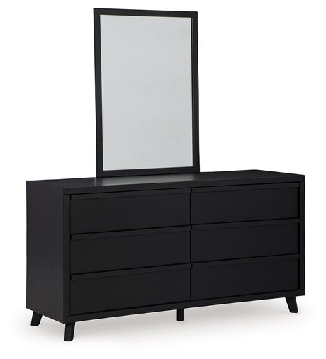 Danziar Black Queen Slat Panel Bed, Dresser and Mirror - Ornate Home